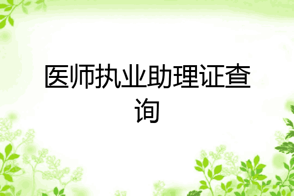医师执业助理证查询