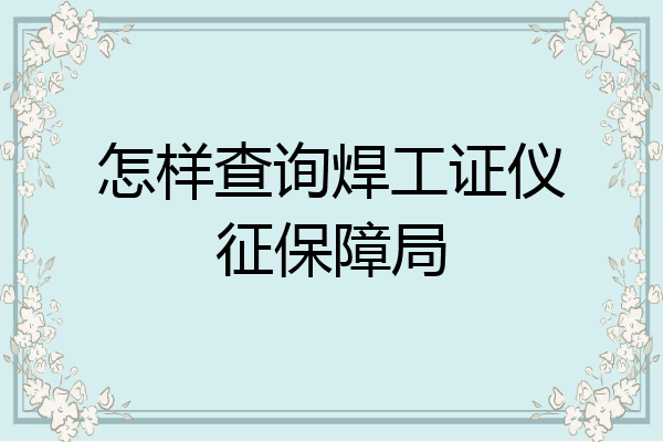 怎样查询焊工证仪征保障局