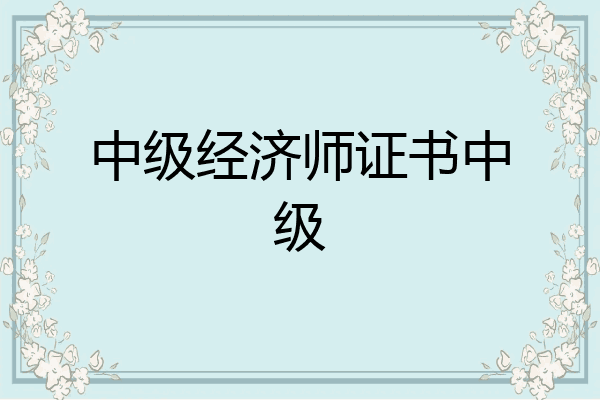 中级经济师证书中级