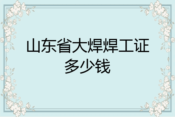 山东省大焊焊工证多少钱