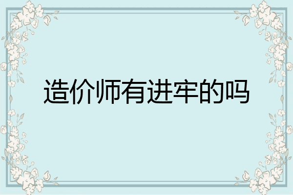 造价师有进牢的吗