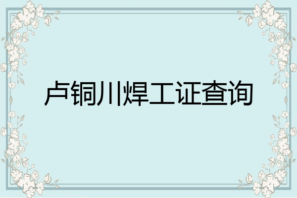 卢铜川焊工证查询