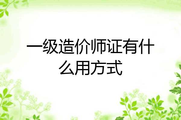 一级造价师证有什么用方式