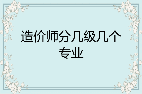 造价师分几级几个专业
