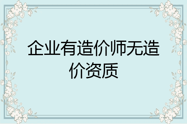 企业有造价师无造价资质