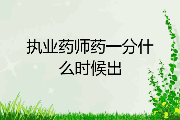 执业药师药一分什么时候出