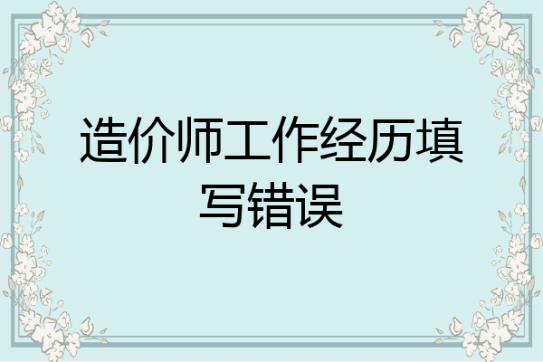 造价师工作经历填写错误