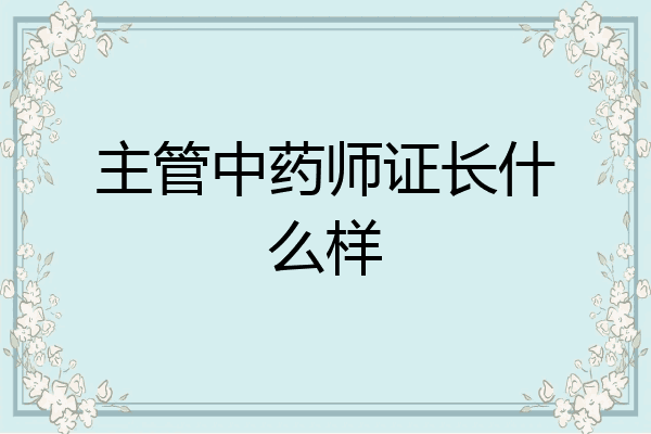 主管中药师证长什么样