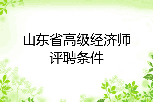 山东省高级经济师评聘条件