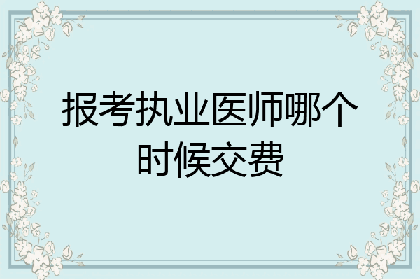 报考执业医师哪个时候交费