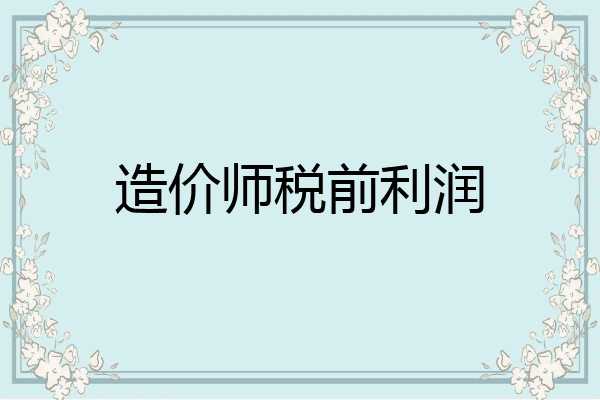 造价师税前利润