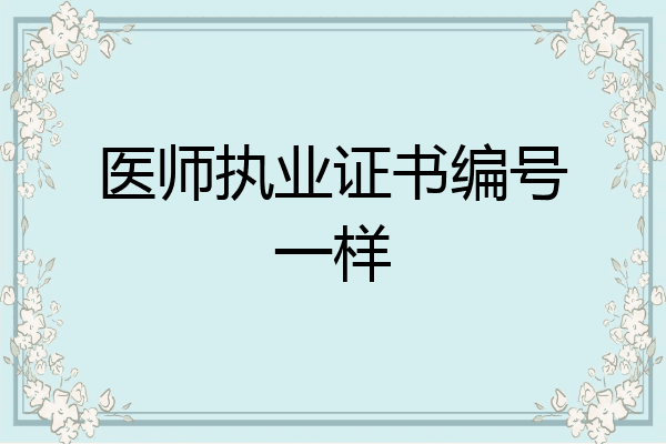 医师执业证书编号一样