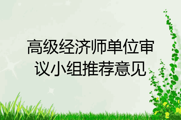 高级经济师单位审议小组推荐意见