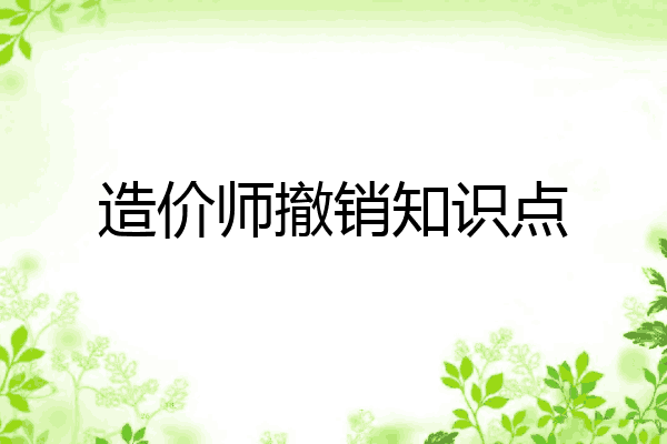 造价师撤销知识点