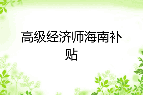 高级经济师海南补贴
