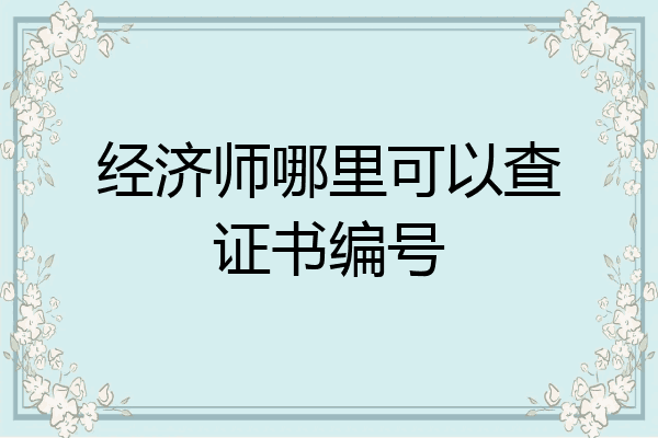 经济师哪里可以查证书编号