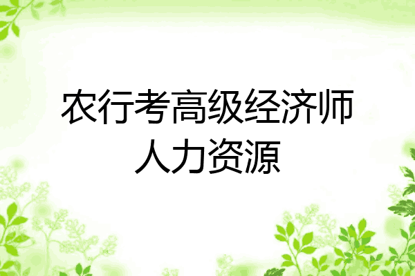 农行考高级经济师人力资源