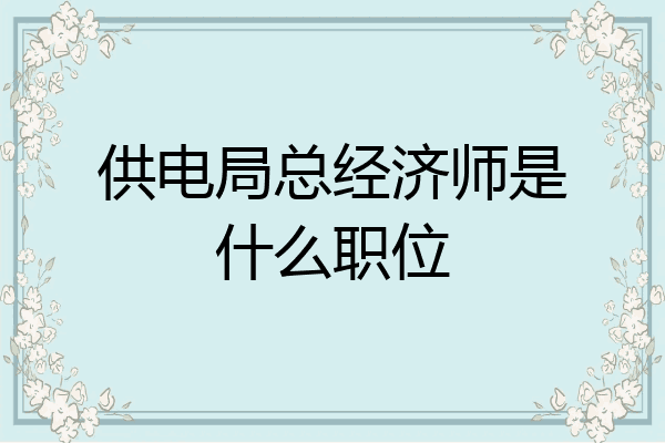 供电局总经济师是什么职位