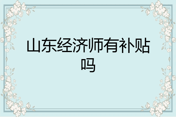 山东经济师有补贴吗