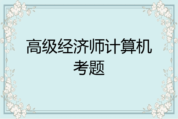 高级经济师计算机考题