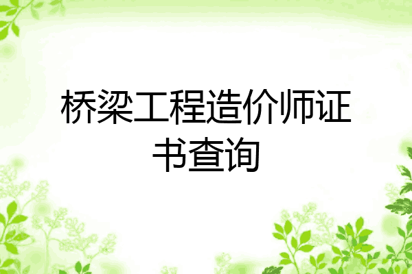 桥梁工程造价师证书查询