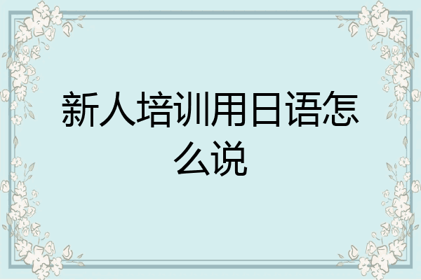 新人培训用日语怎么说