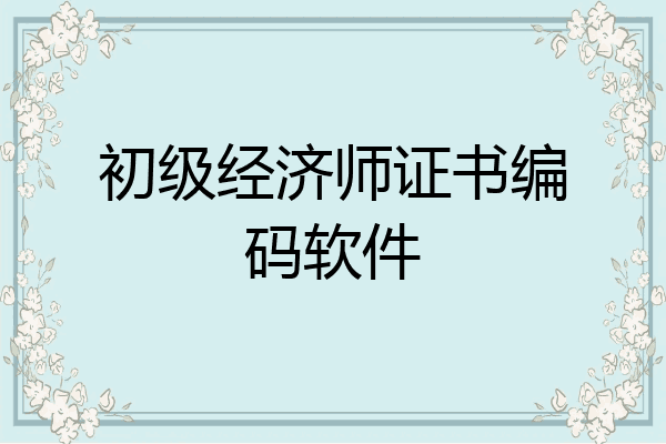 初级经济师证书编码软件