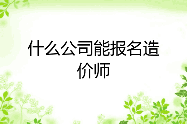 什么公司能报名造价师