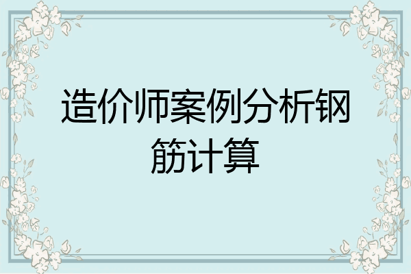 造价师案例分析钢筋计算