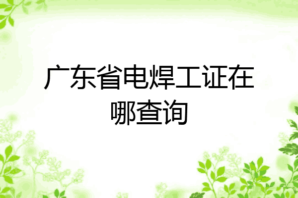 广东省电焊工证在哪查询