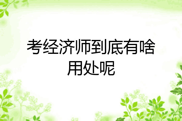 考经济师到底有啥用处呢