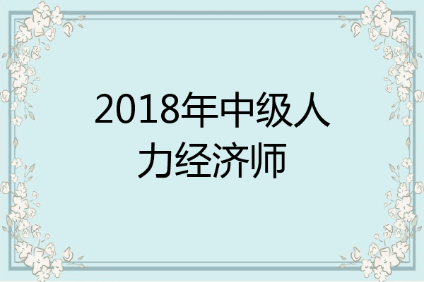 2018年中级人力经济师