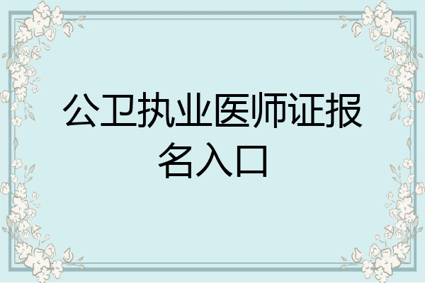 公卫执业医师证报名入口