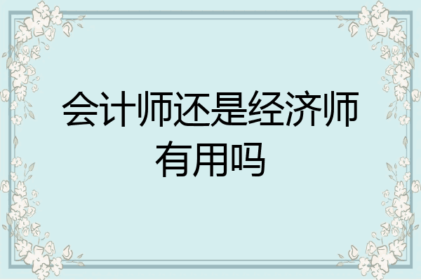 会计师还是经济师有用吗