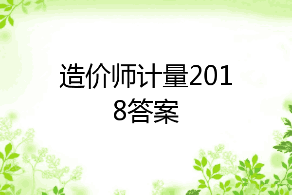 造价师计量2018答案