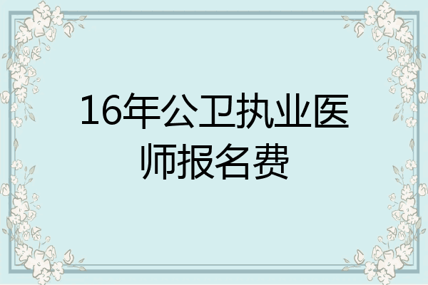 16年公卫执业医师报名费