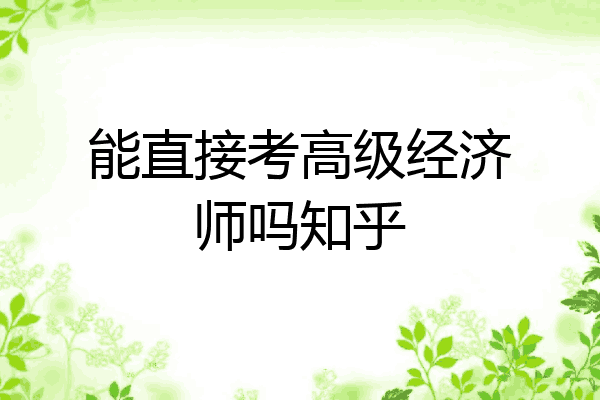 能直接考高级经济师吗知乎