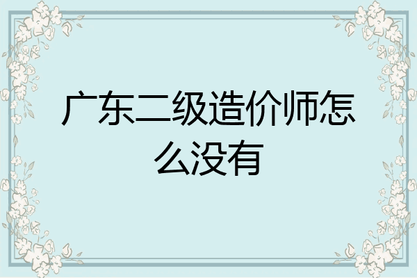 广东二级造价师怎么没有