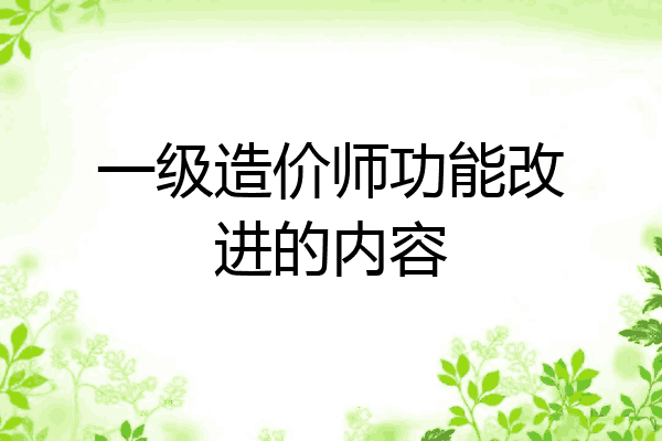 一级造价师功能改进的内容