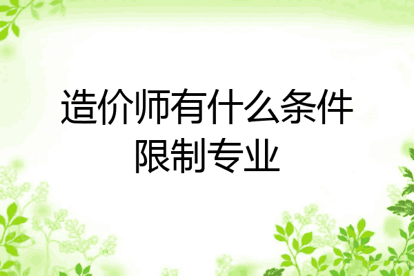 造价师有什么条件限制专业
