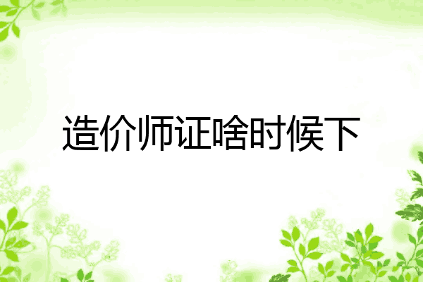 造价师证啥时候下