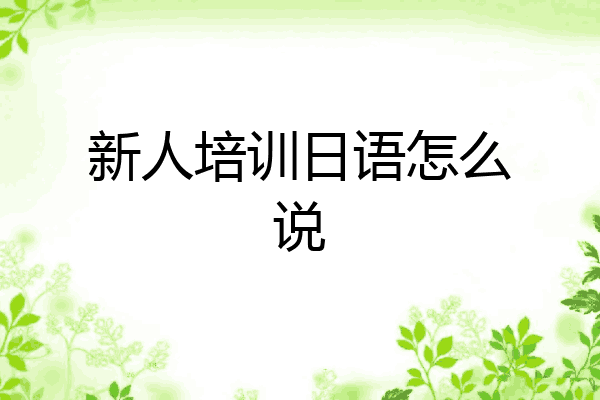 新人培训日语怎么说