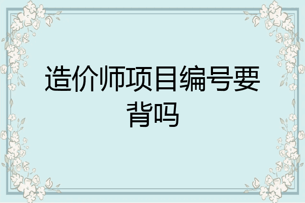 造价师项目编号要背吗