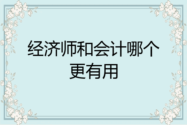 经济师和会计哪个更有用