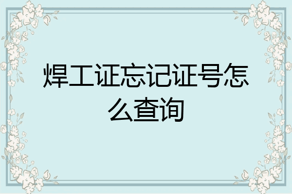 焊工证忘记证号怎么查询
