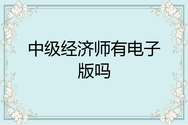 中级经济师有电子版吗