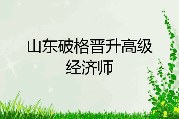 山东破格晋升高级经济师