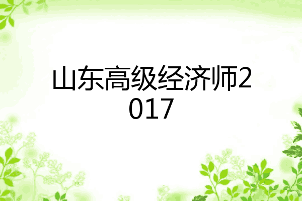 山东高级经济师2017