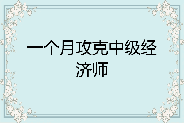 一个月攻克中级经济师