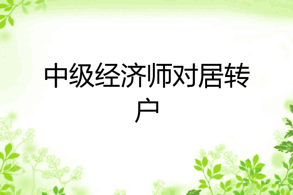 中级经济师对居转户